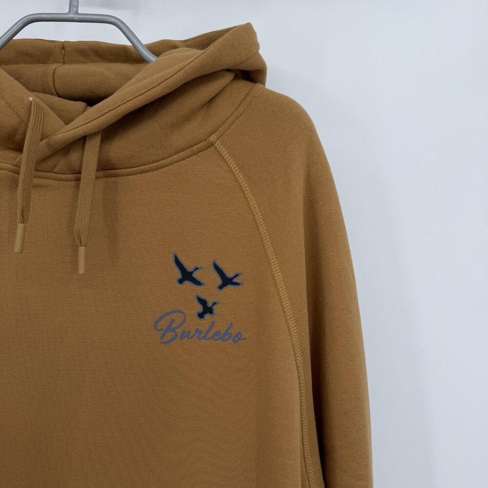 BURLEBO Men's Midweight Fleece Hoodie Sweatshirt M Light Brown Duck Hunting Dog - Picture 2 of 7
